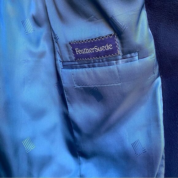 Vintage LANVIN Paris New York Men’s Blue Suede Vintage Sports Jacket Size Medium - Picture 9 of 13